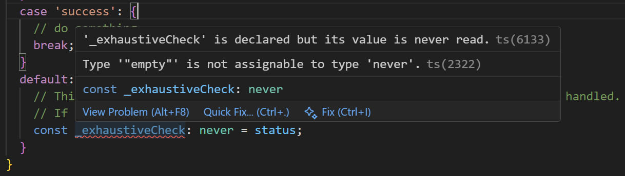 Exhaustive Check Error