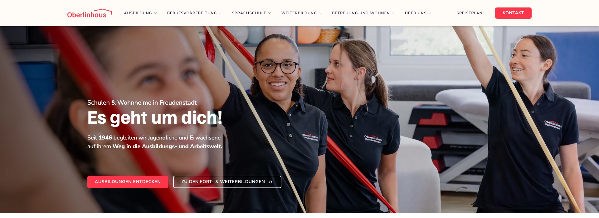 Startseite der neuen Oberlinhaus-Website mit Hauptnavigation und Hero-Bereich